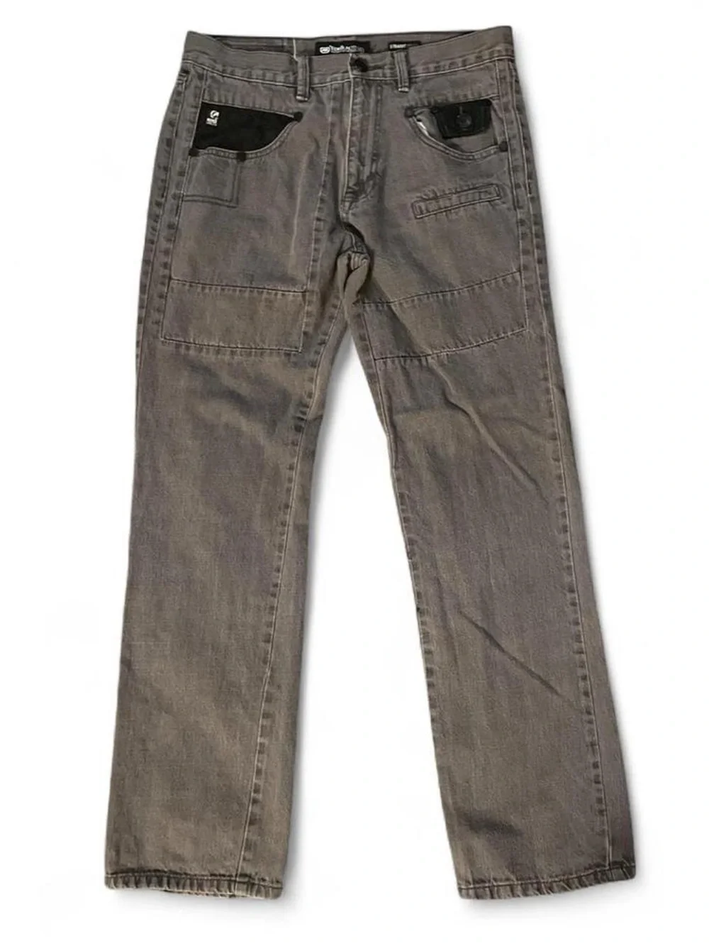 Vintage Ecko Unltd. Straight Fit Grey Wash Moto Style Denim Jeans W34 L32